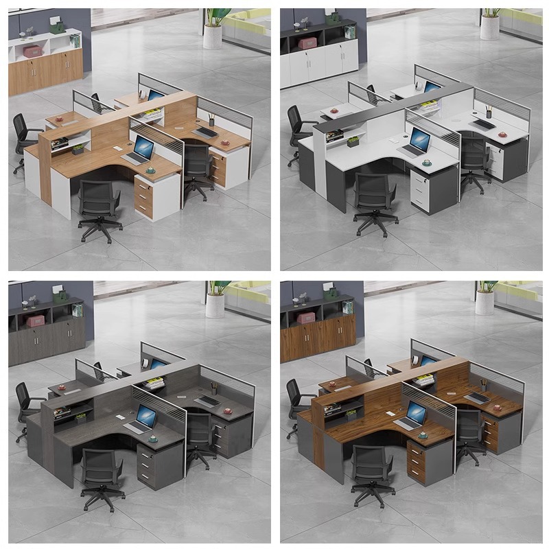 Mesa y silla de personal combinación simple pantalla de oficina moderna divisoria de tres o cuatro fabricantes de mesa de personal