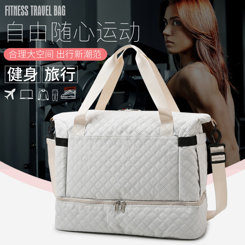 Trend capacious travel bag with diamond pattern for men and women to…