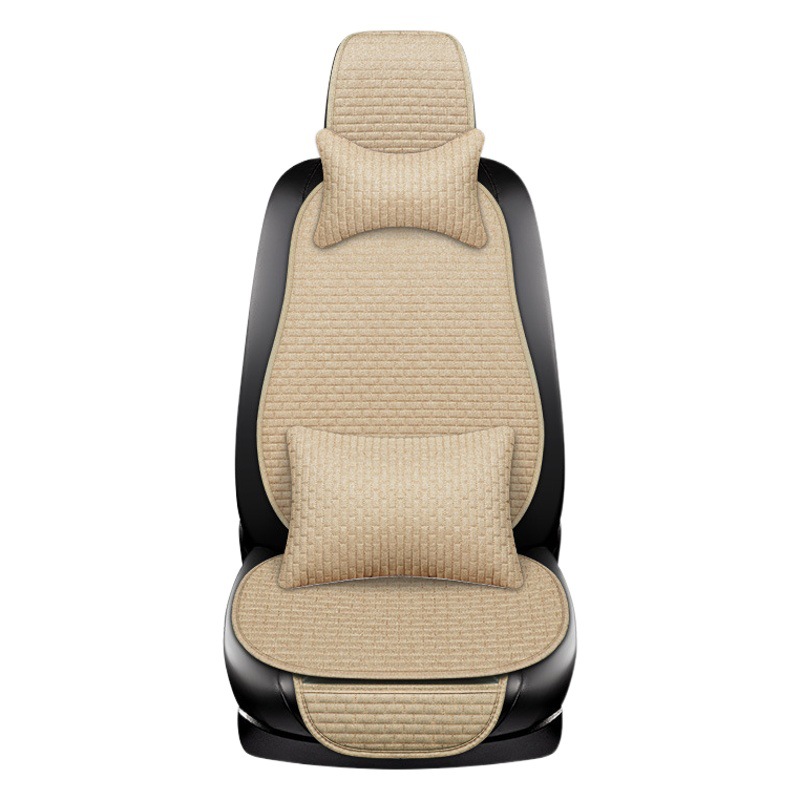 Cojín del asiento del coche cojín del asiento del coche de lino cubierta del asiento del coche pequeño asiento de la cintura cojín del asiento del coche conjunto de tres piezas