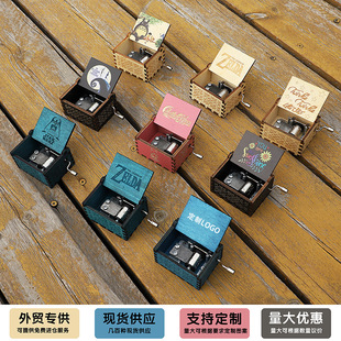 Wooden Music Box Ornaments Classical Carving Hand-Cranked Music Box Christmas Crafts Gifts Gifts in Stock