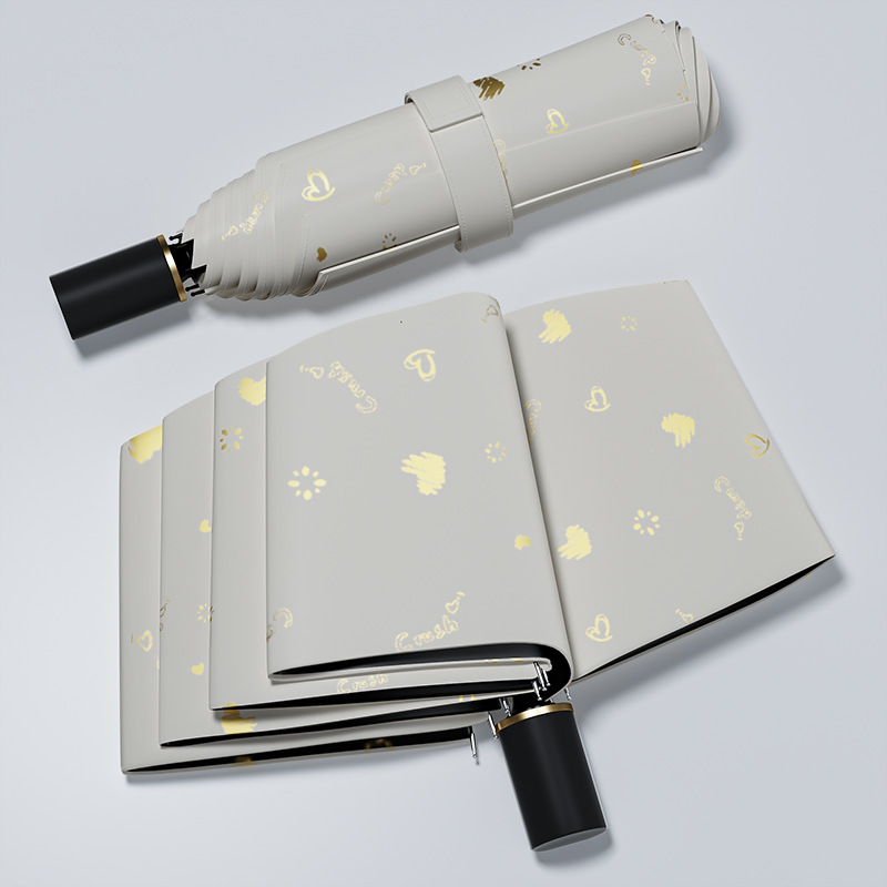 Rain Enjoy Paraguas calientes Paraguas de dibujos animados de amor dorado Paraguas de sol para niños Paraguas plegable de doble uso Sensación de alta calidad Paraguas de protección solar