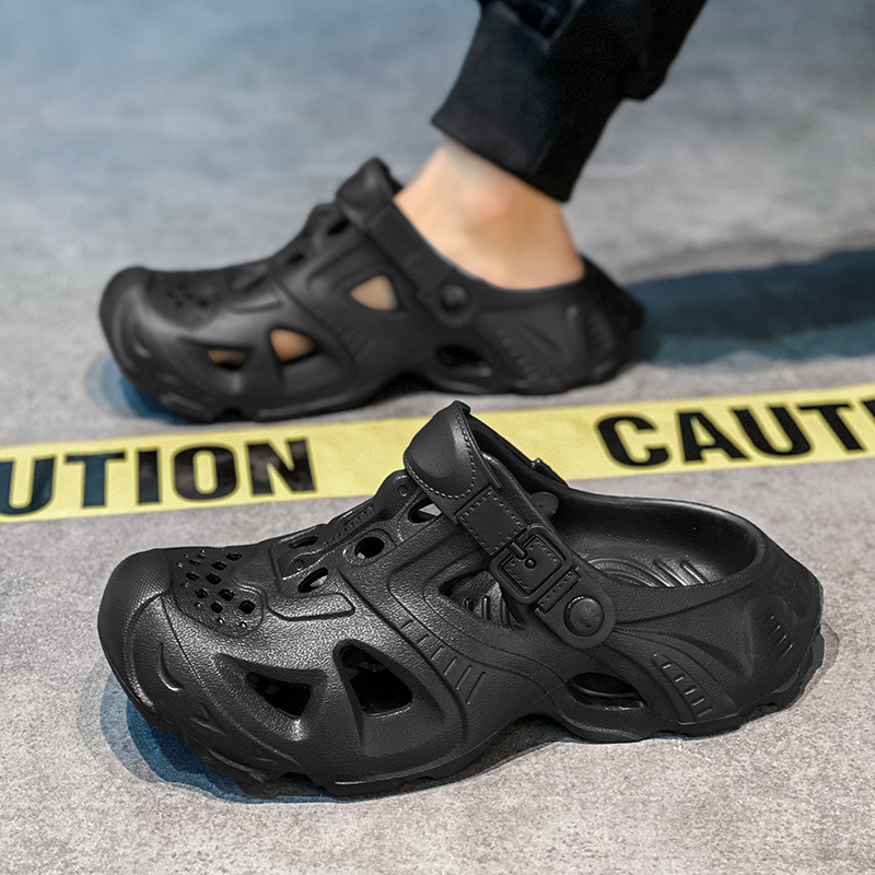 Zapatos de conducción ligeros transpirables de verano transfronterizos, sandalias y zapatillas de suela blanda con sensación de mierda, zapatos de playa de suela gruesa, zapatos con agujeros, zapatos de hombre