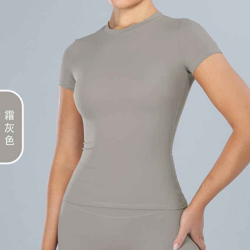 Camiseta de primavera europea y americana, ropa de yoga de manga corta, camiseta deportiva de correr al aire libre, camiseta deportiva de manga corta para mujeres 8519