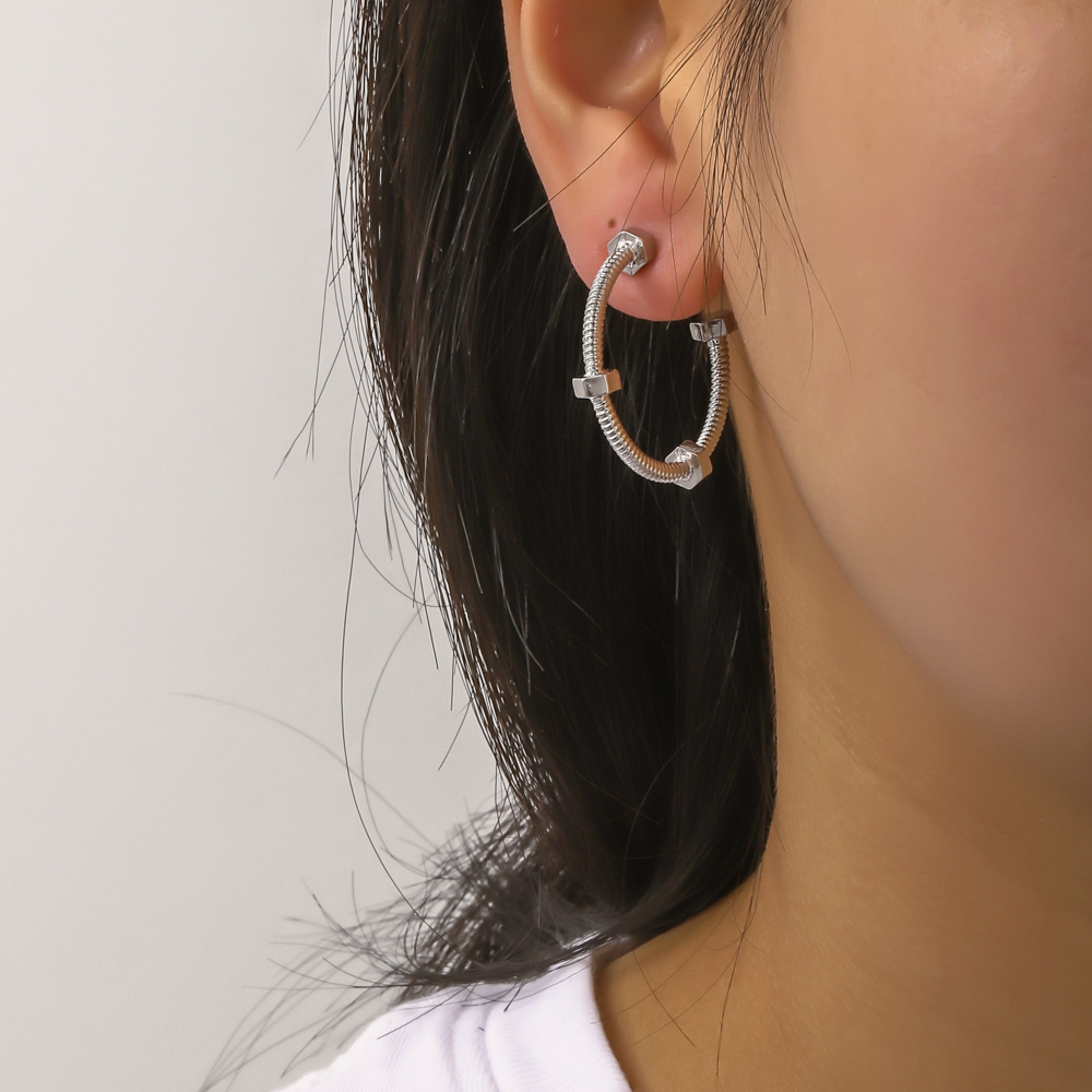 New Punk Style Fashion Screw Shape Alloy Earrings display picture 2