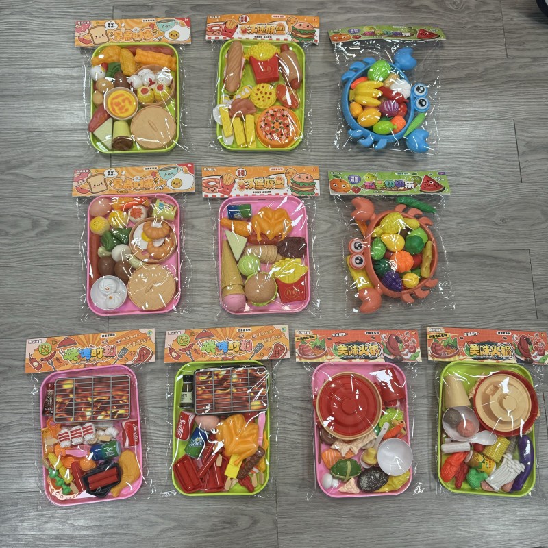 Children's Artificial Play House Toys Barbecue Vegetable Cutting Fruit Food Set Girls Kitchen Cooking Toys Gifts