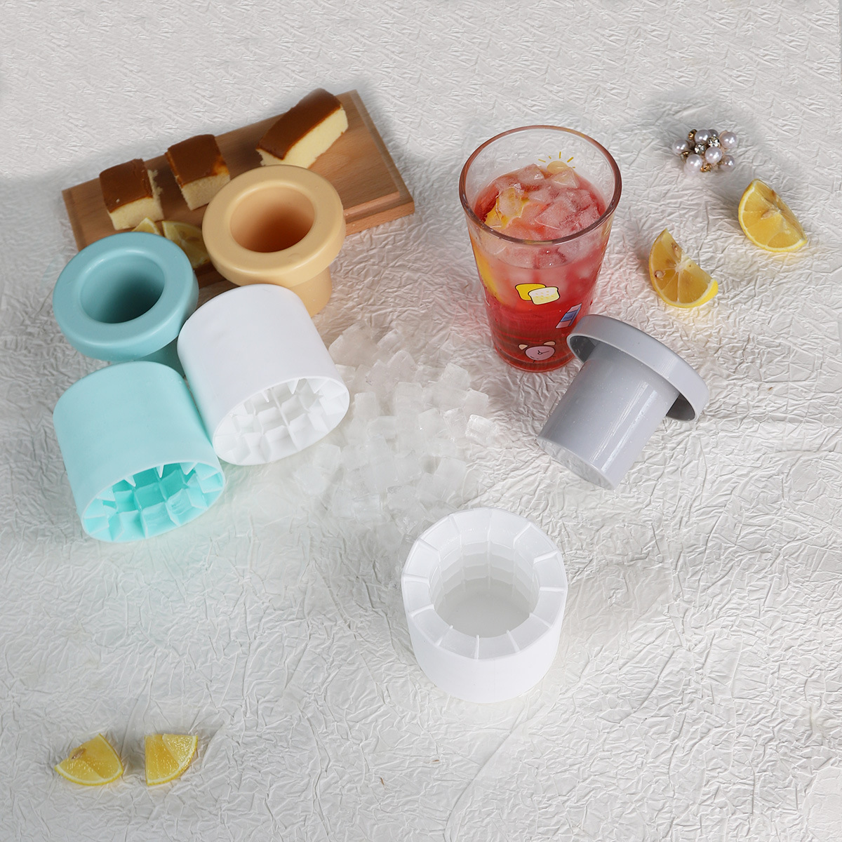 Rechero de hielo de silicona con tapa abrasivo de hielo artefacto caja de hielo molde de hielo refrigerador caja de bloques de hielo tubo de hielo de bricolaje para el hogar