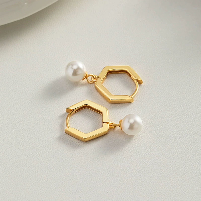 Genuine earrings from pearl, 925 sample silver, light luxury style, high-quality style