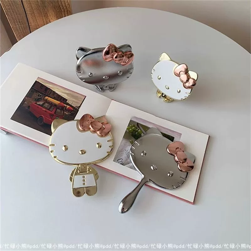 Hello Kitty, объемное зеркальце, складная ручная ручка в мультяшном стиле