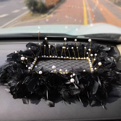Anti-slip mat — mat car instrument table mat - pearl-black-rectangular-feather-cushion
