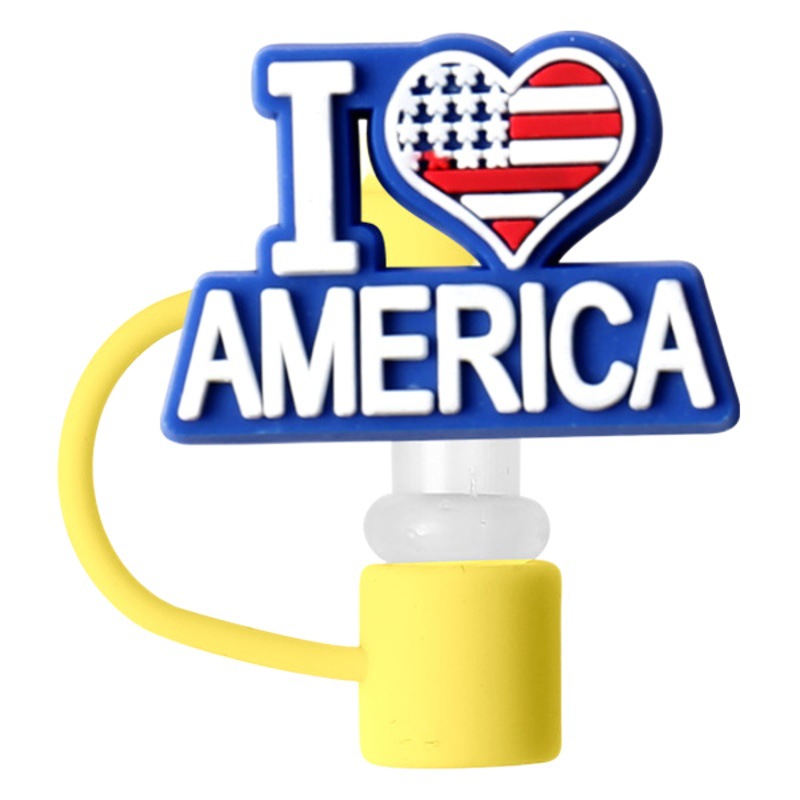 Transfronterizo Amazon venta caliente de dibujos animados gorra de paja de silicona gorra de polvo cubierta de polvo cubierta de paja de bebida de dibujos animados en stock