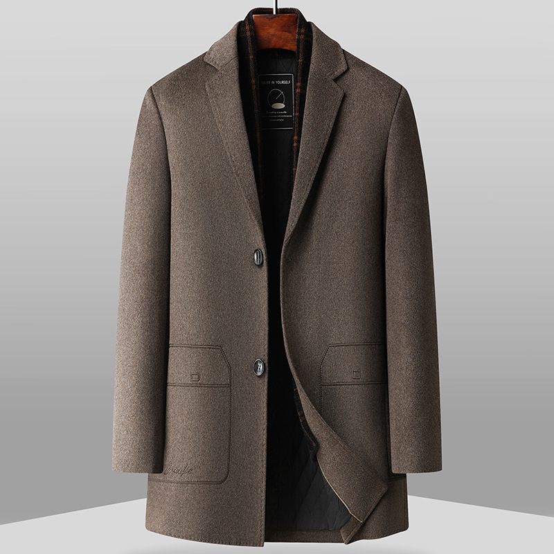 Men's Clothing Fashionable and handsome wool coat for men, business casual scarf style woolen coat, autumn and winter new woolen coat_voghion.com