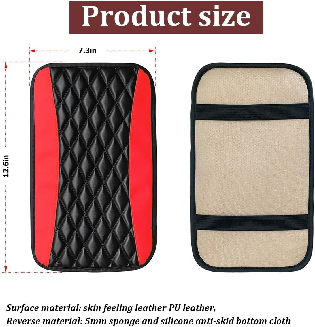 Amazon's new car armrest box, suitable for all seasons, non-slip PU leather diamond-shaped central armrest pad, wholesale