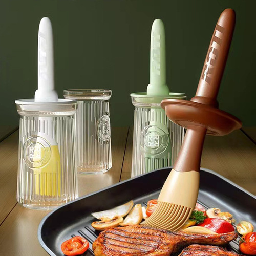 New third generation shield baking silicone brush set high temperature resistant food grade removable barbecue brush oil brush