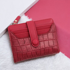 Women's Wallet Korean Style Stone Texture Solid Color Handbag with Card Clip Zipper Short Wallet