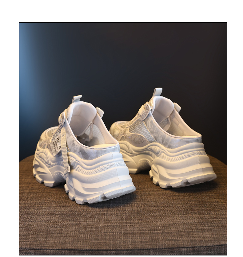Giày sneaker nữ đế dày lưới thoáng khí mũi trùm đính đá phong cách giày bố — màu trắng ngà, bạc chi tiết 20