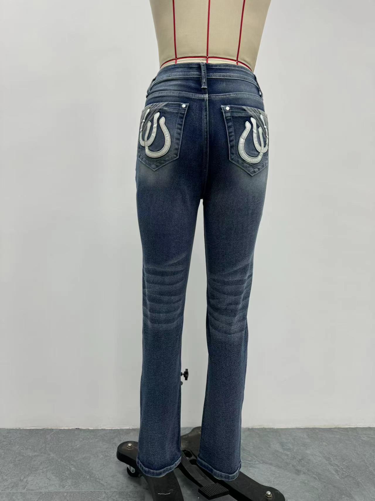 Women's Slim Fit Embroidered Jeans - Stretch Denim Pants With Floral Stitching (Blue, Sizes S-Xxl) ​Breathable Cotton Blend_ecoleips.com