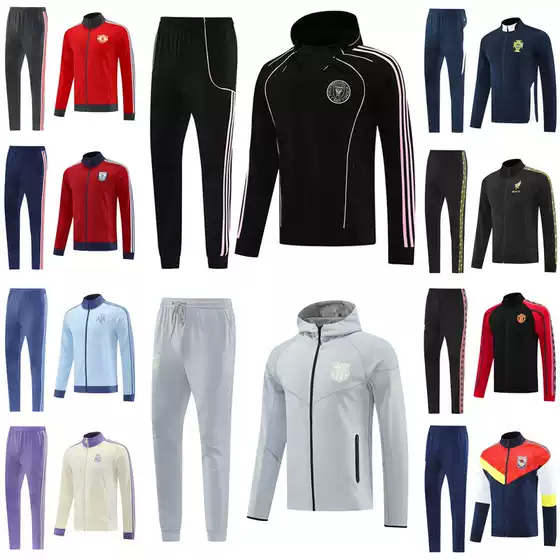 New Long Pull Hat Ac Paris Marseille Barcelona Training Suit Long-Sleeved Jacket Jacket Suit Jersey Football Suit