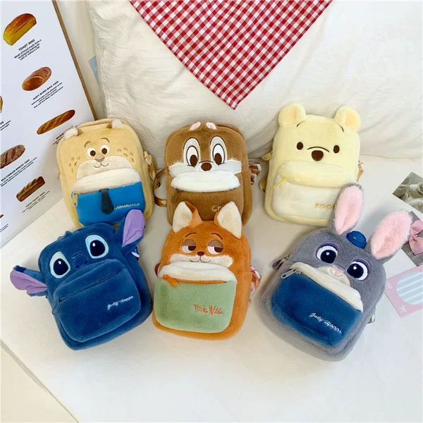 New Cute Plush Small Bag Cartoon Doll Furry Mobile Phone Bag Judy Nick Children's Crossbody Bag