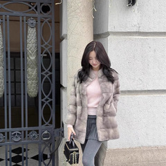 韩国仿皮草显身材高级感毛毛外套女时尚设计感女装环保毛中长款