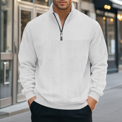 Men's Semi-Zip Hooded Sweatshirt - New Autumn Style, Loose Fit, Large Size, Stand-Up Collar, Long Sleeve - Best Selling on TEMU