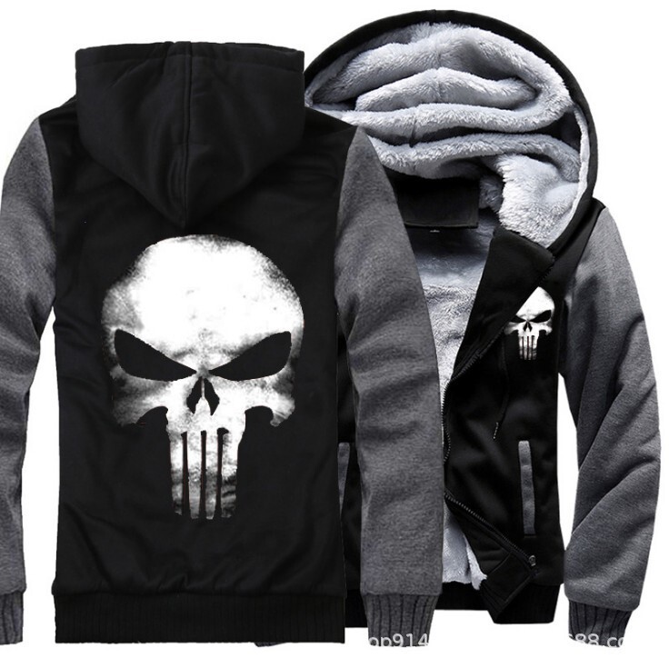 Around the Game Punisher Casual Wear Men's Thick Men's Warm Cotton-padded Jacket Sweatshirt Jacket
