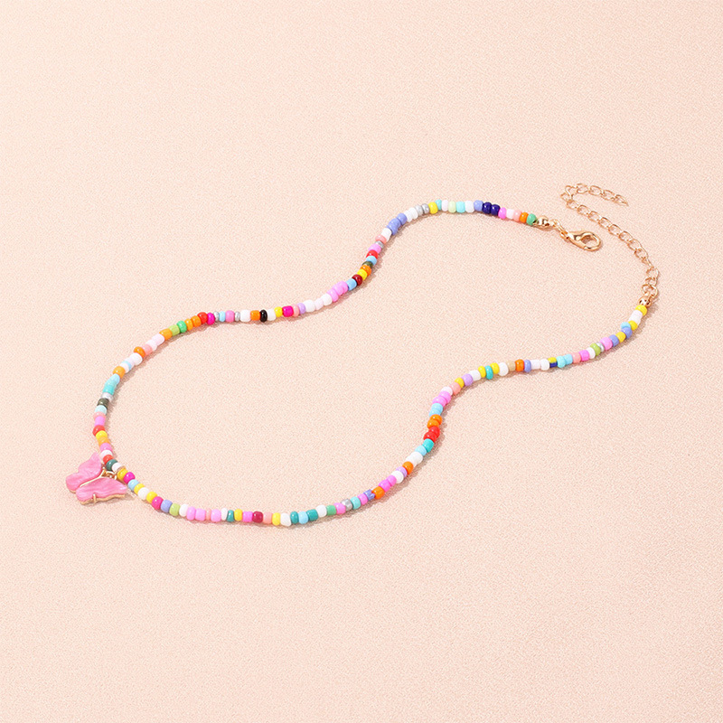 Butterfly Pattern Cute Butterfly Arylic Alloy Bead Beaded Necklace