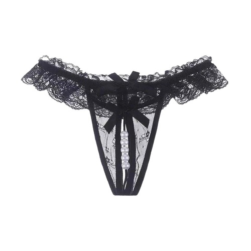Pearl massage open thong can be inserted into sexy underwear for girls sexy transparent lace no-take off temptation t-pants