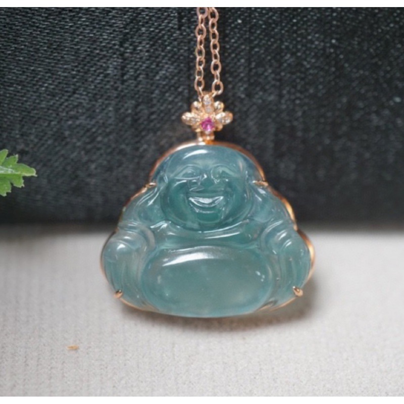 Emerald Ice Blue Water Set Buddha Gong Maitreya Buddha Pendant Pendant jewelry Accessories Jewellery