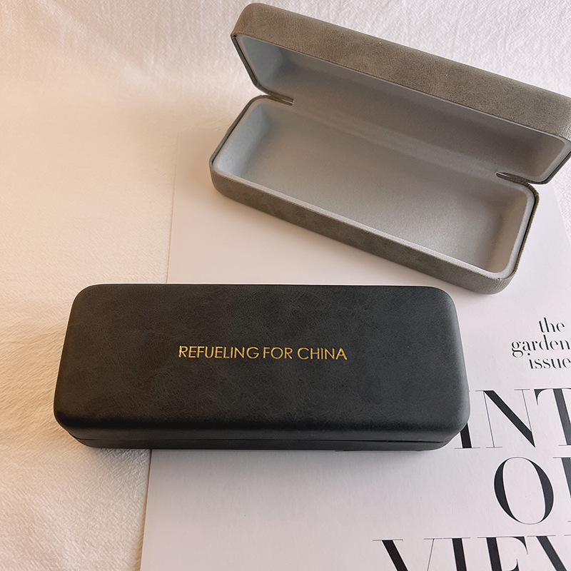 2026 New Model Sheepskin Leather Glasses Case, High-End Large Frame Glasses, Plain Glasses, Myopia Glasses Case, Customizable with Logo Printing