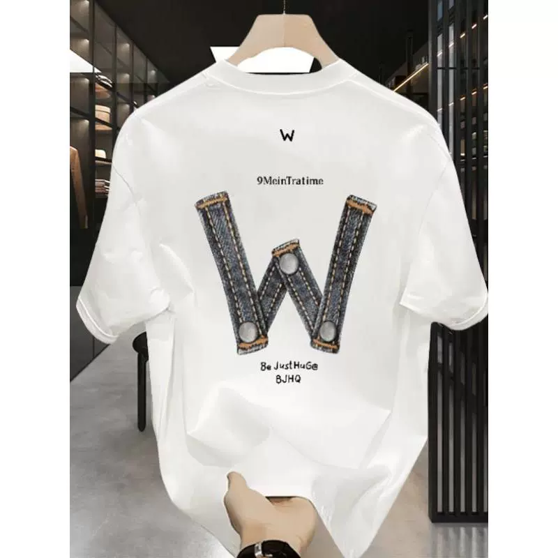 Модная стильная мужская футболка из чистого хлопка с коротким рукавом, летняя новинка 2025 года, легкая роскошь, трендовый бренд, свободный крой, полурукав.