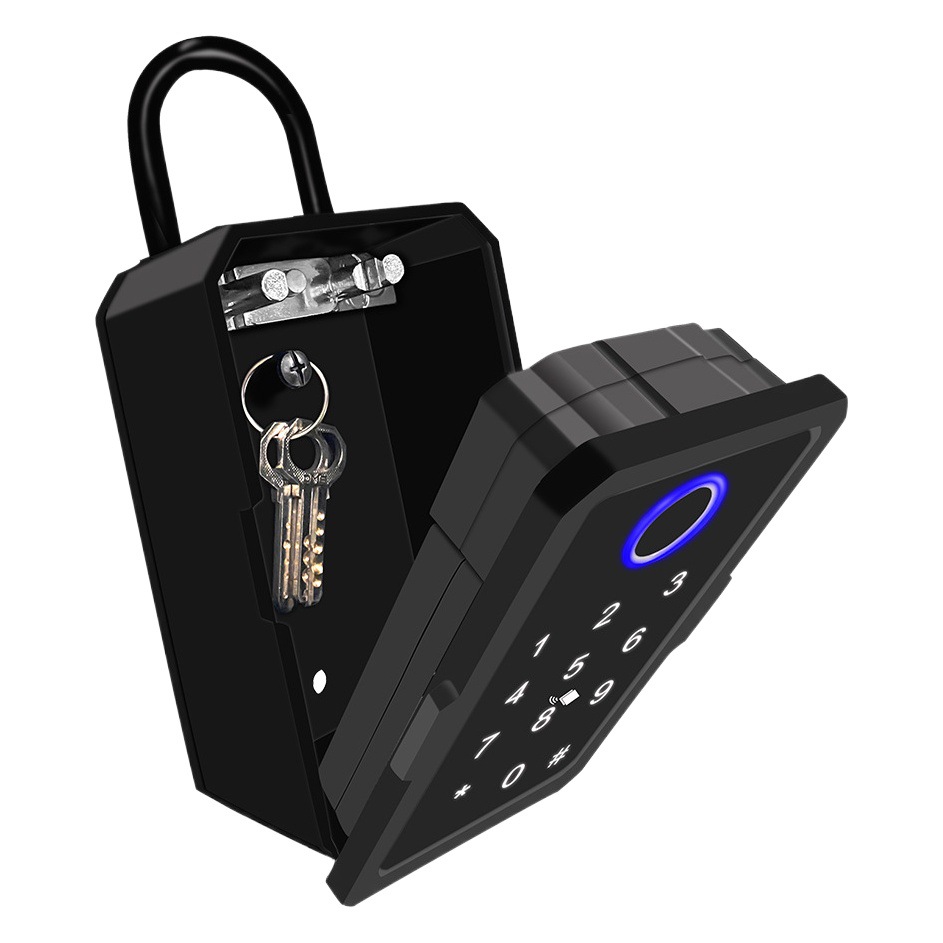 Negro graffiti Bluetooth inteligente clave caja huella digital contraseña Tarjeta de bloqueo teléfono móvil App remoto desbloqueo caja de bloqueo