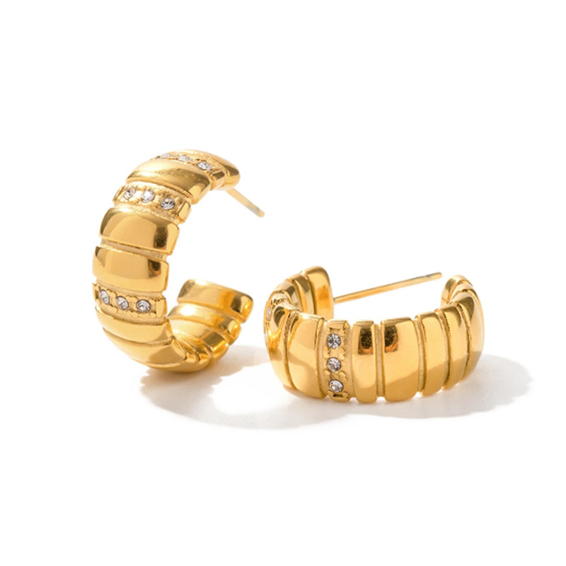 Hot-Selling C Rhinestone Gold Plated European And American Cross-Border Light Luxury Ear Hooks Ins Style_voghion.com