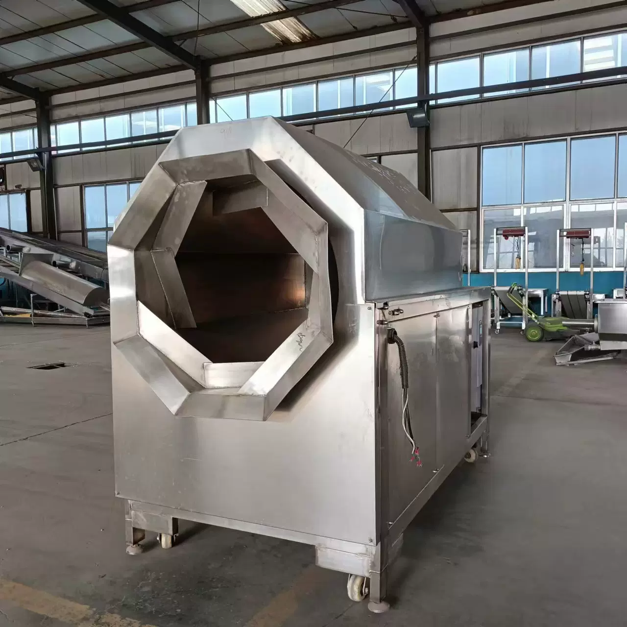 大型电磁加热滚筒炒锅 商用炒亚麻籽设备 芝麻瓜子炒货机流水线