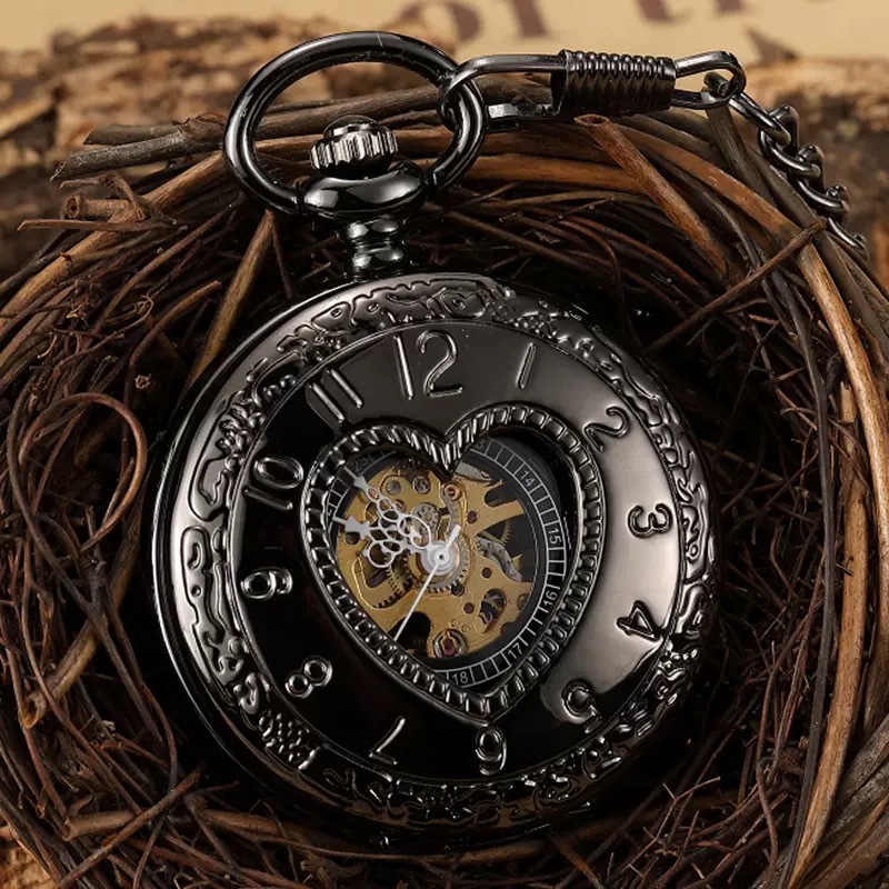 メタルホワイトポリッシュダブルオープンカバー機械式懐中時計レトロ光沢のある学生ギフト記念懐中時計