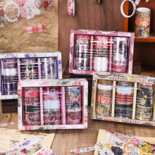 跨境爆款12卷复古和纸胶带套装DIY装饰手帐贴纸装饰打底素材贴画