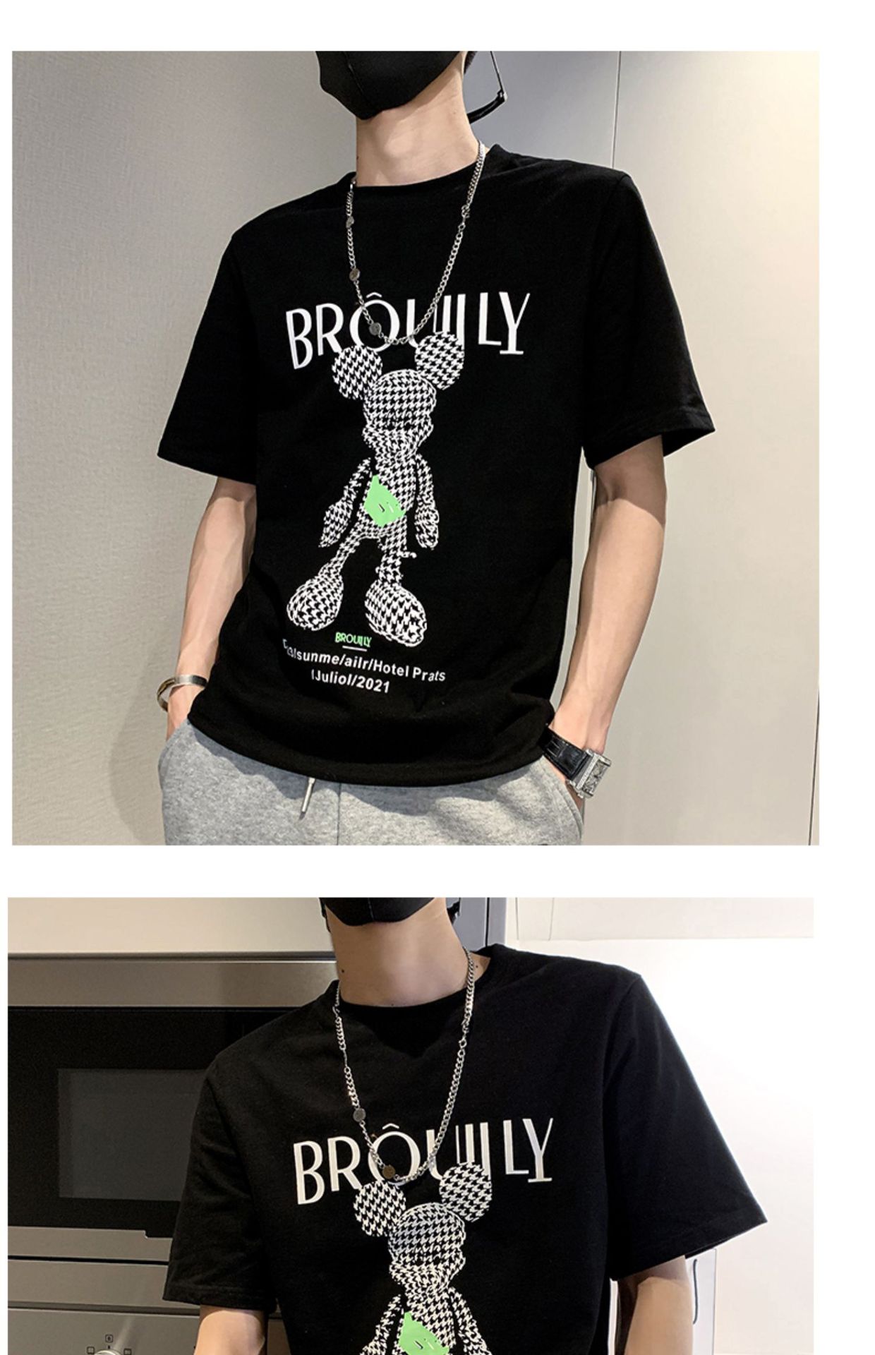 2023 neue männer T-shirt Kurzarm Mode Marke Mode Vielseitig INS Super Feuer Halbe Hülse Sommer Dünne Druck Top_voghion.com