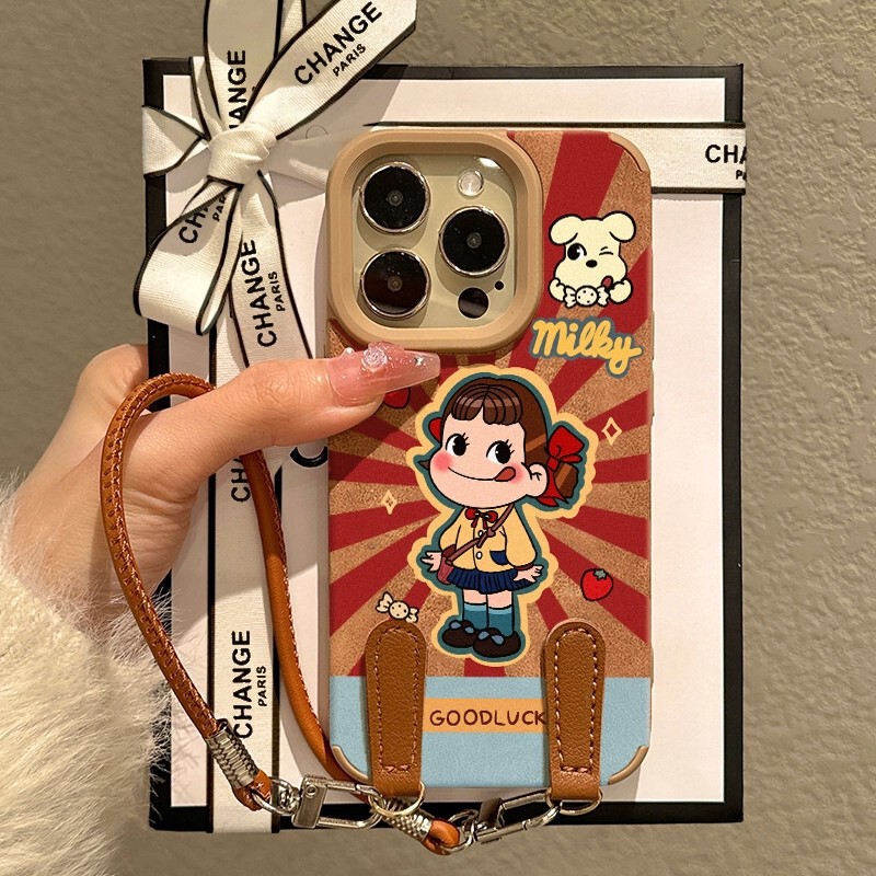 Japanese and Korean Fujiya Milk Girl Autumn and Winter Women's Model with Lanyard Suitable for Apple 17/Air Mobile Phone Case Iphone16