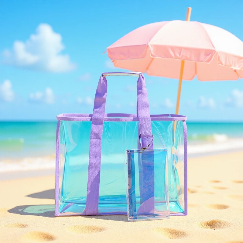 Amazon láser colorido transparente bolsa de gran capacidad bolsa de playa bolsa de damas almacenar vacaciones en la playa nadar