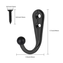 锌合金仿古挂钩单钩挂衣钩衣帽钩 轻型墙上金属挂钩 玄关门后挂钩