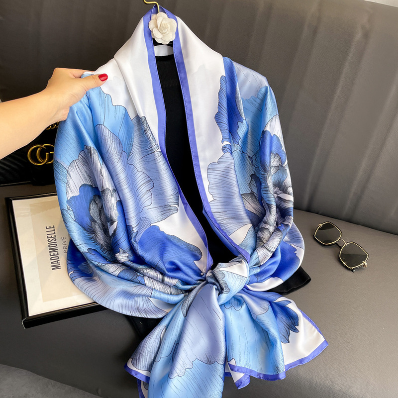春夏薄款丝巾高级感印花长巾新款缎面旅游防晒纱巾民族风披肩|undefined