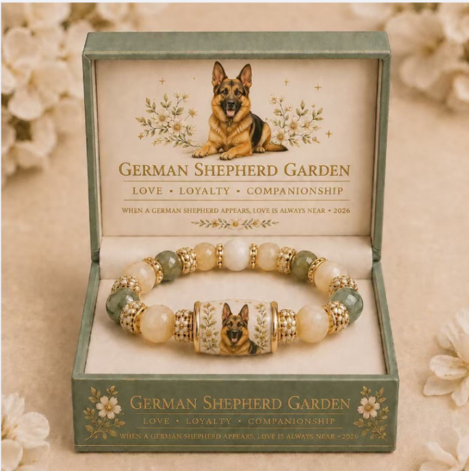 German Shepherd Companion Bracelet, Highland Cow Alloy Pendant, Pet Garden Companion Bracelet, Chalcedony Labrador Bracelet