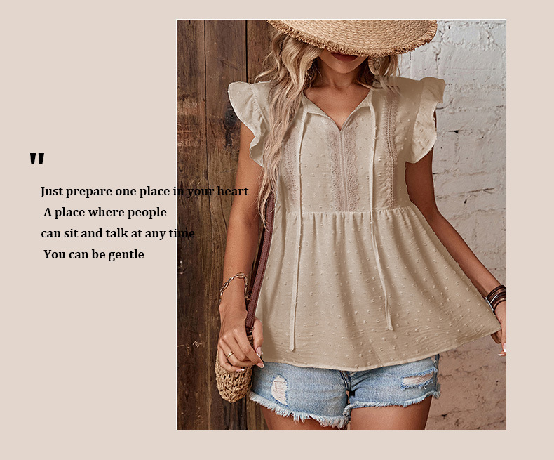 Camicia bianca con volant dal design senza maniche_voghion.com