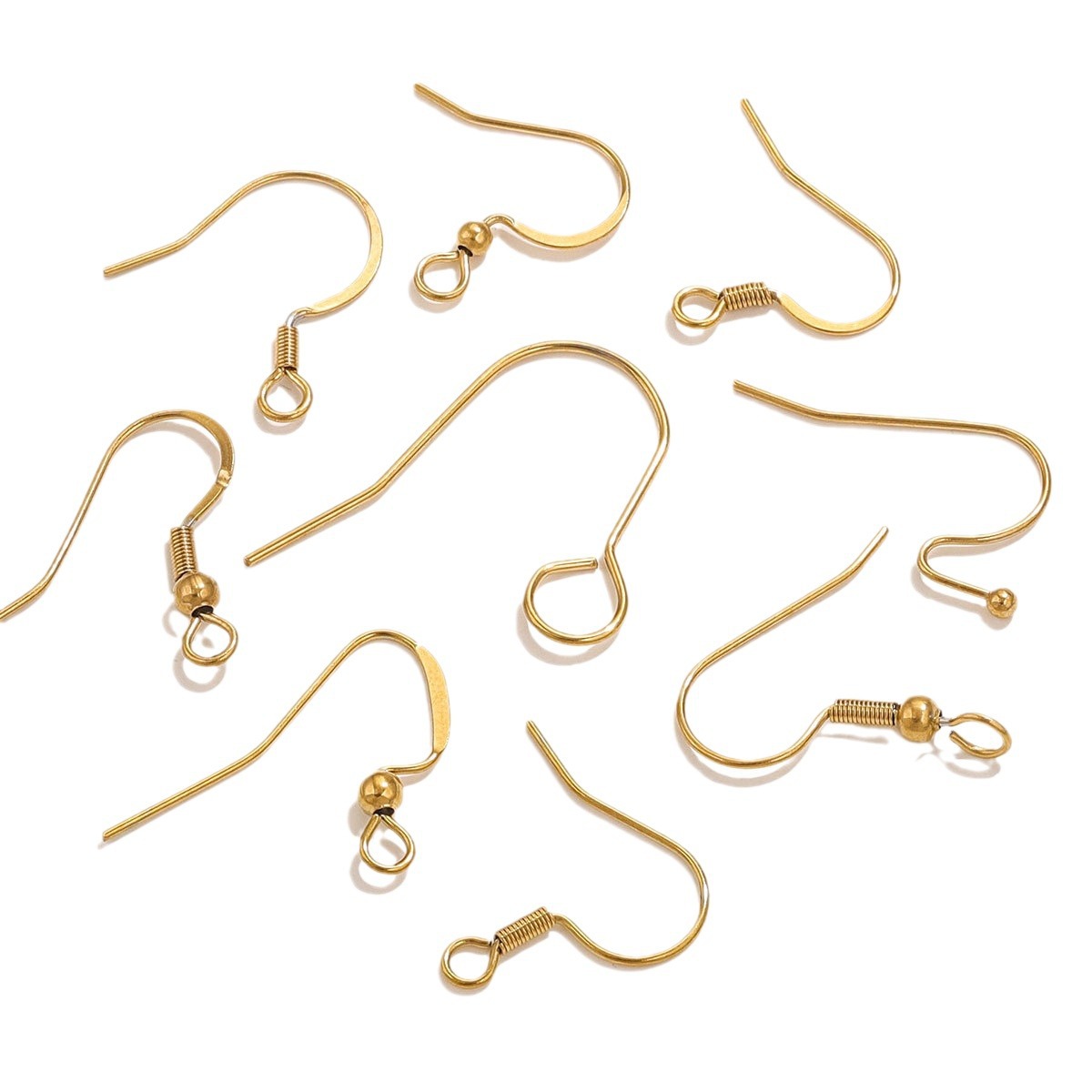 Acero inoxidable con cuentas de resorte gancho de orejas gancho de orejas pendientes diy accesorios de joyería gancho accesorios de oro galvanizado