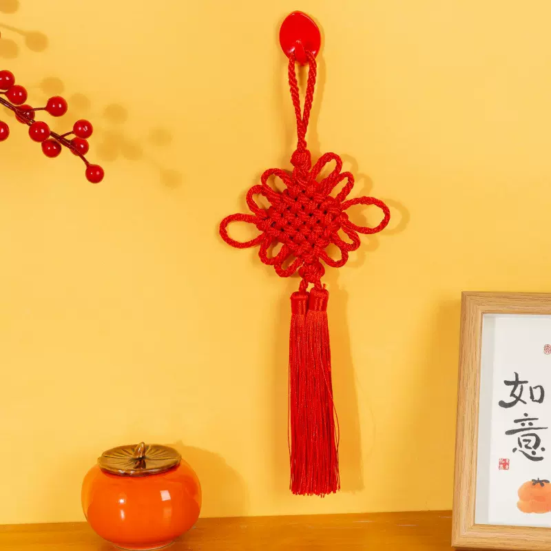 麻绳中国结挂件高档礼品装饰新年玄关入户门盆栽小号春节喜庆挂饰