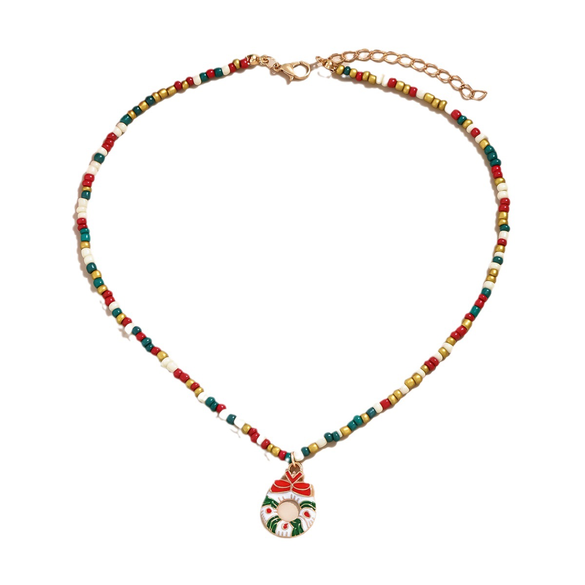 Designer Elements Christmas Jewelry Colorful Beads Santa Claus Corolla Christmas Tree Necklace Holiday Accessories_voghion.com