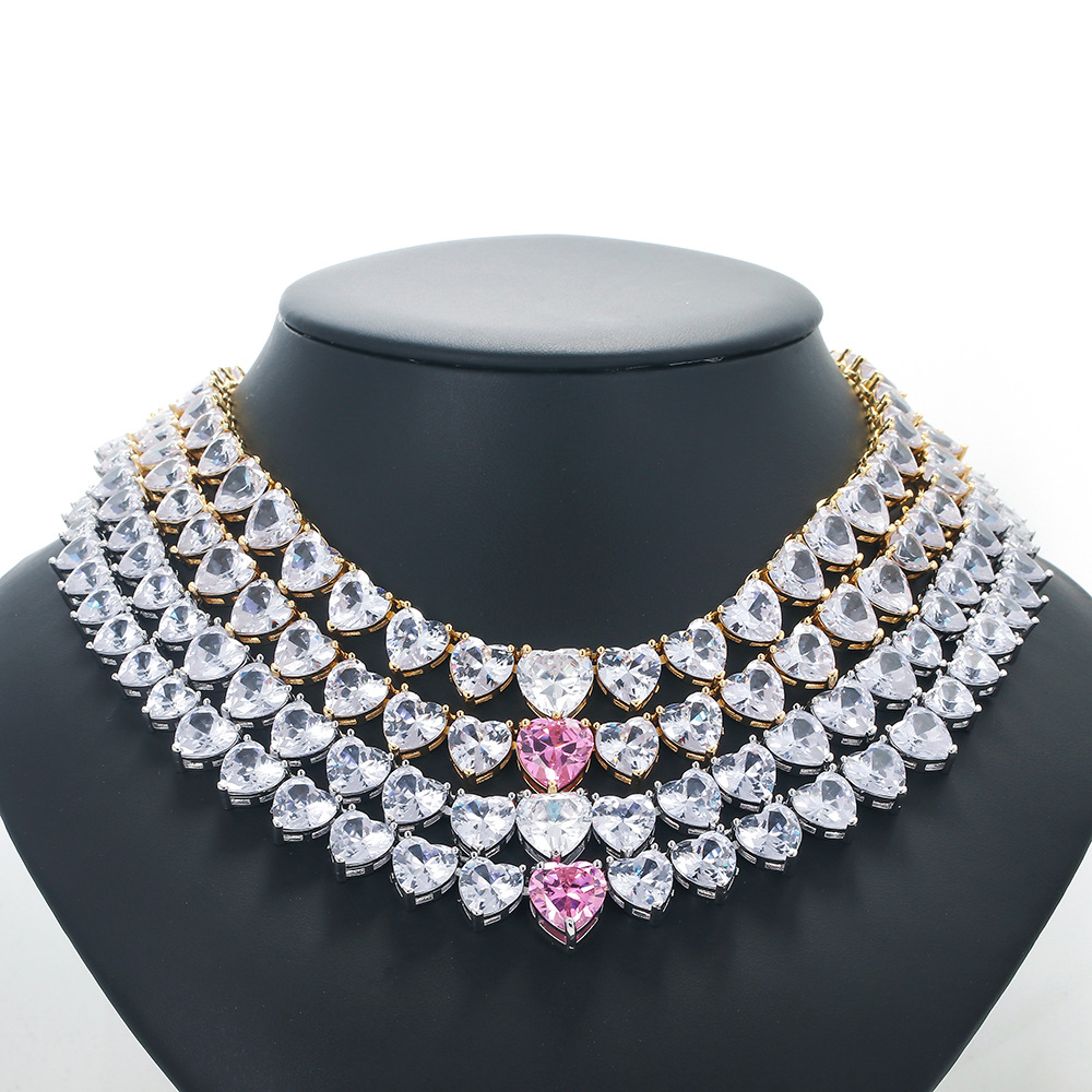65g Weight Necklace Classification Fashion Retro Heart-shaped Necklace Full Drill Copper Necklace