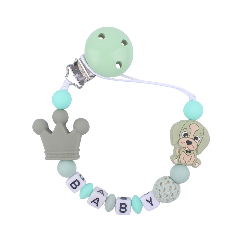 Suministros de bebé de silicona chupete Cadena de dibujos animados animal perro mordedura de silicona molar Cadena de juguete Nuevo