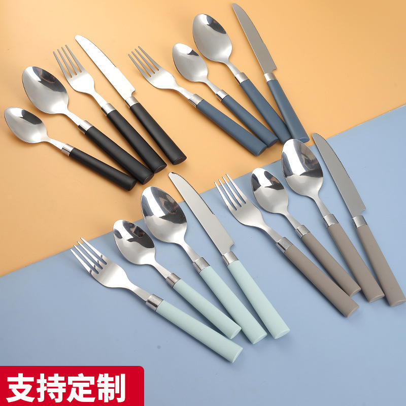 Creative 410 Stainless Steel Spoon and Fork High-End Household Coffee Spoon 4-Piece Tableware Restaurant Hotel Supplies