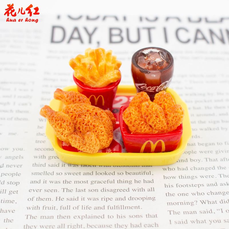 新款麦香套餐系列 diy奶油胶树脂配件发饰发夹挂件手机壳冰箱贴|undefined
