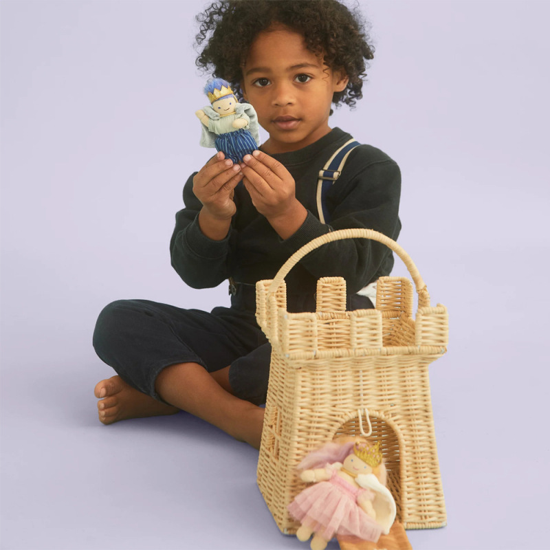 田園風手作り子供玩具バスケットハロウィーン装飾藤編城小家撮影道具|undefined